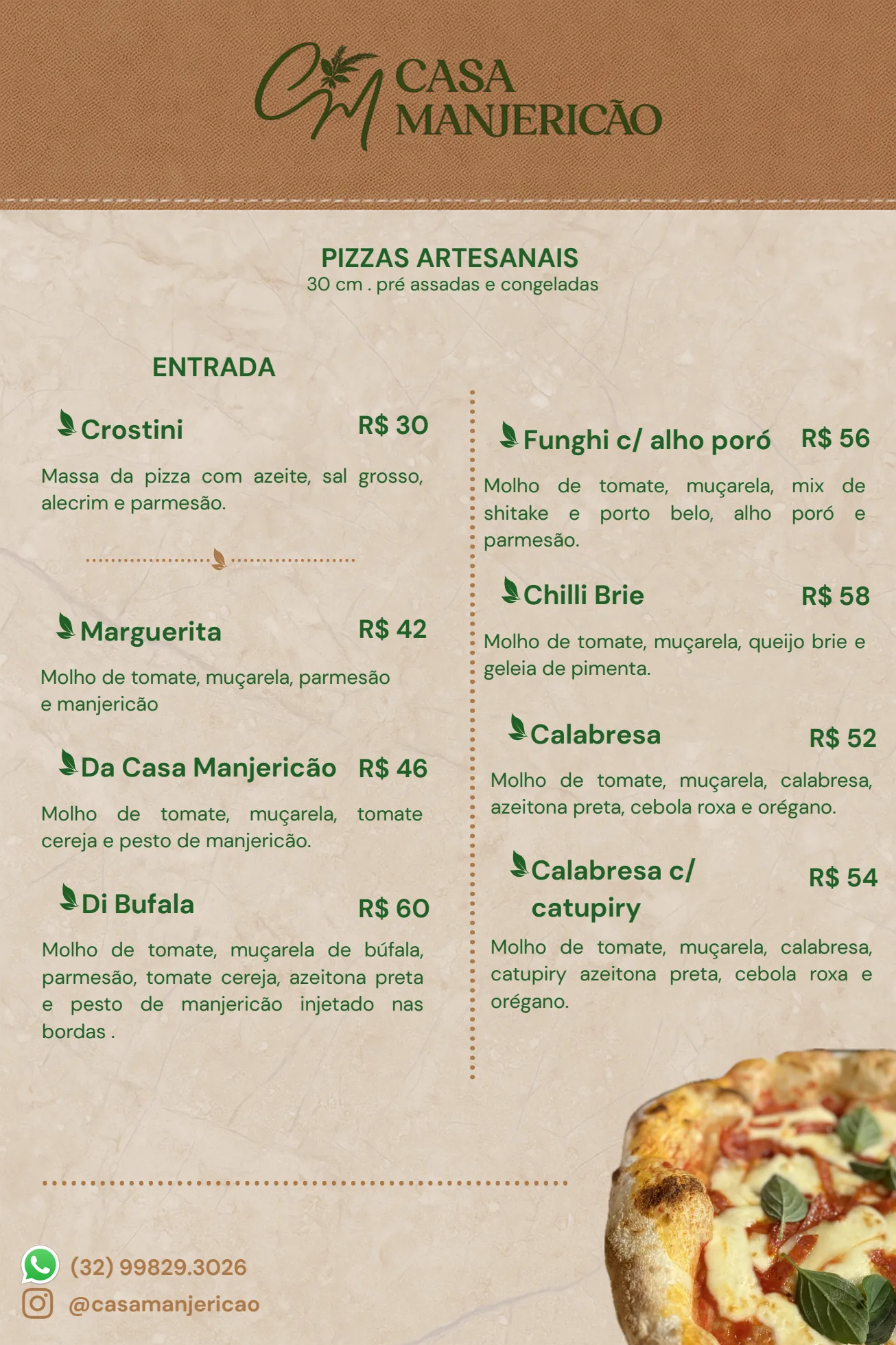 Cardápio Casa Manjericão — página 1